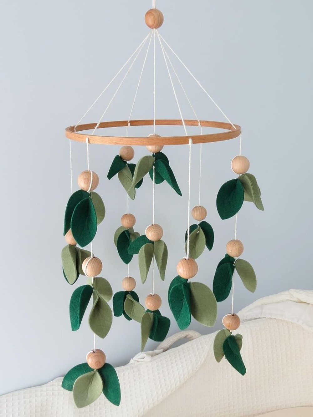 Green Leaf Crib Mobile, Forest Crib Mobile for Boys & Girls, Forest Baby Mobile